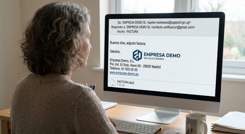 Ejemplo de correo de phishing suplantando a Empresa Demo Ejemplo de correo de phishing suplantando a Empresa Demo