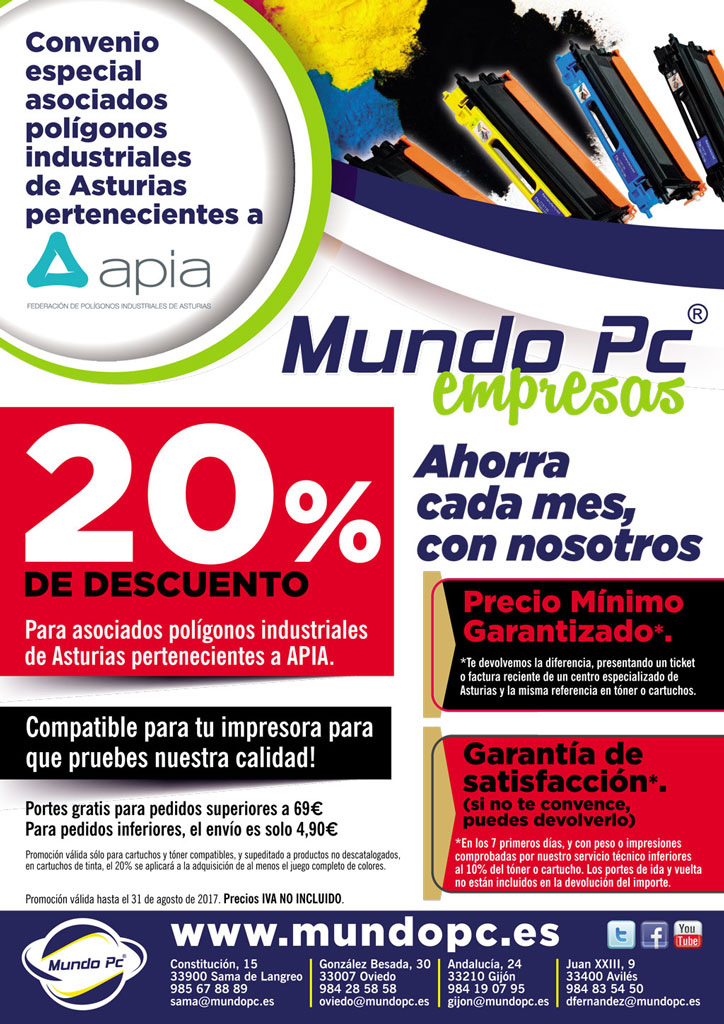OFERTA ESPCIAL EN CARTUCHOS Y T&Oacute;NERS PARA FEDERACI&Oacute;N DE POL&Iacute;GONOS INDUSTRIALES DE ASTURIAS
