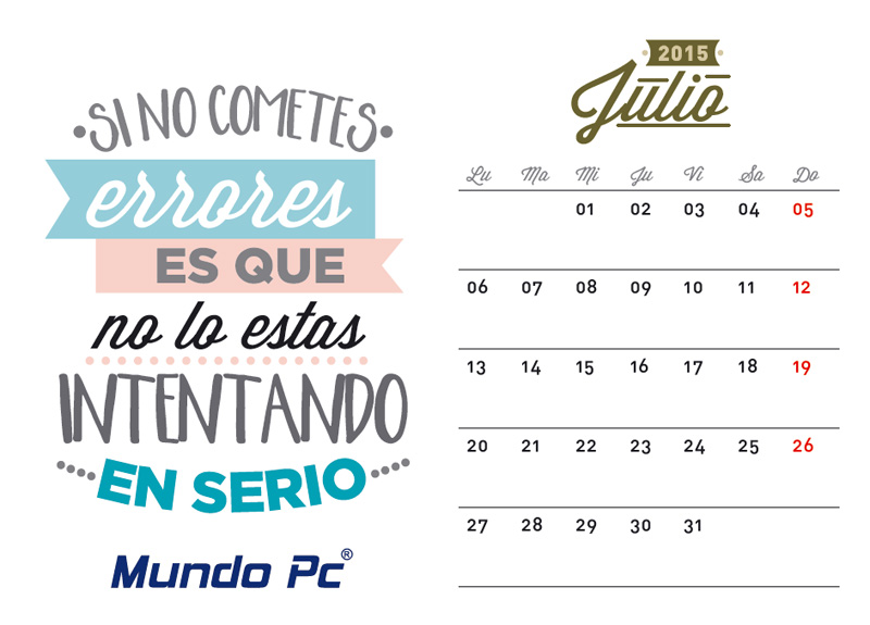 Calendario 2015 Mundo PC Inform&aacute;tica Asturias - Mes de Julio
