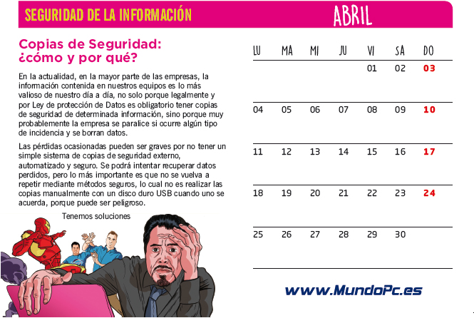 Calendario Mundo PC Inform&aacute;tica Abril 2016: Copias de Seguridad de empresa