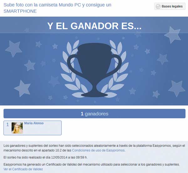 Foto ganadora del concurso fotogr&aacute;fico con la camiseta de Mundo PC con el Deporte