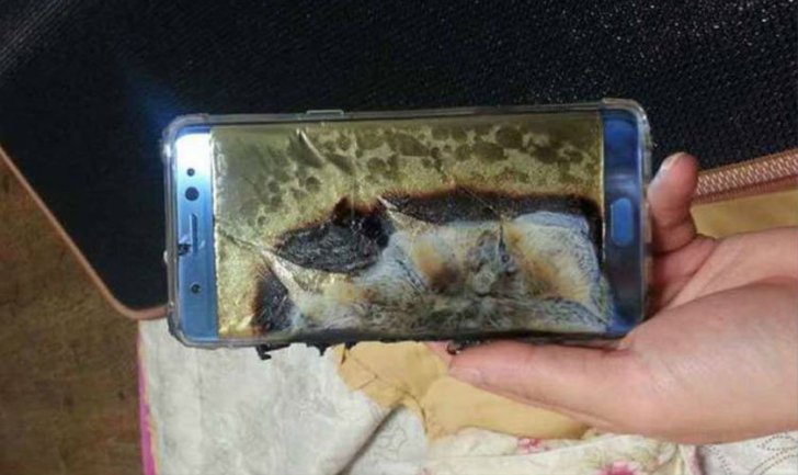 Samsung galaxy Note 7 tras explosi&oacute;n de bater&iacute;a