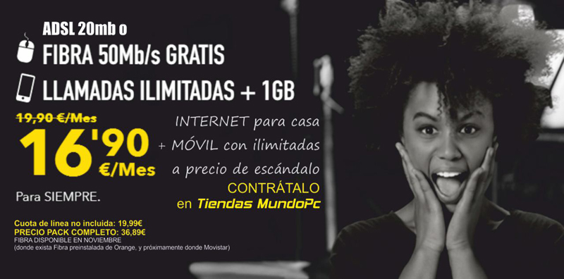 &iexcl;Promo ADSL o fibra en MundoPC con M&aacute;sM&oacute;vil!