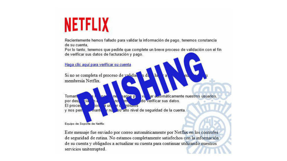 Phishing en nombre de Netflix