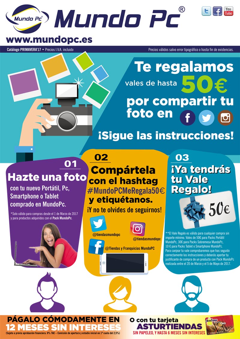 Cat&aacute;logo de promociones, ofertas y vales de descuento en Redes Sociales con MundoPC Asturias.
