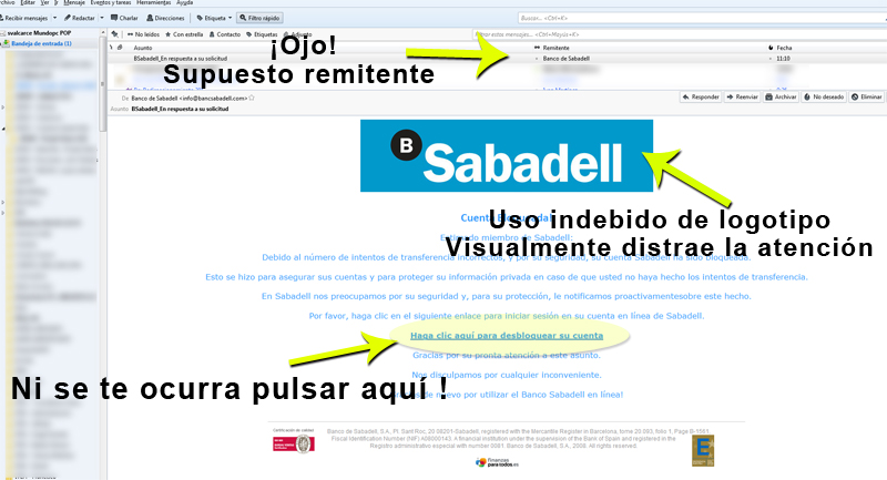 Nuevo ataque de phishing a nombre del Banco Sabadell