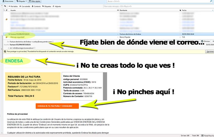 Nuevo phishing en nombre de la compa&ntilde;&iacute;a el&eacute;ctrica Endesa