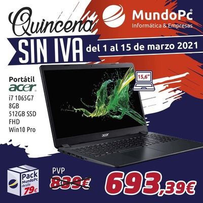 Promoción portátiles |Quincena sin IVA Disponibles en las tiendas de informática Mundo Pc Asturias