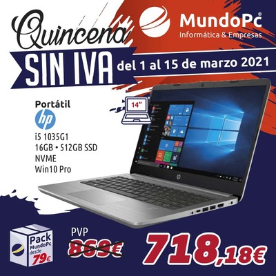 Promoción portátiles |Quincena sin IVA Disponibles en las tiendas de informática Mundo Pc Asturias