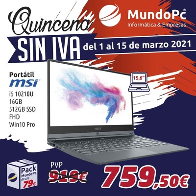 Promoción portátiles |Quincena sin IVA Disponibles en las tiendas de informática Mundo Pc Asturias