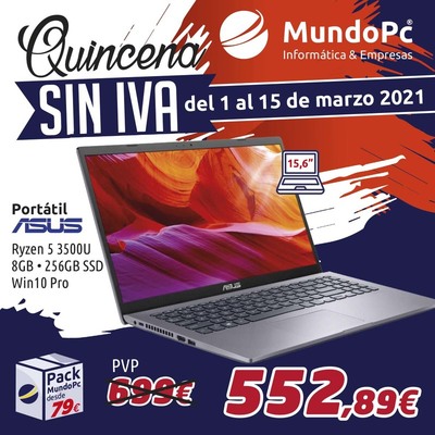 Promoción portátiles |Quincena sin IVA Disponibles en las tiendas de informática Mundo Pc Asturias