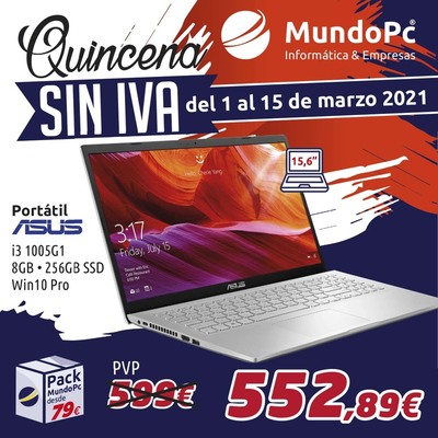 Promoción portátiles |Quincena sin IVA Disponibles en las tiendas de informática Mundo Pc Asturias