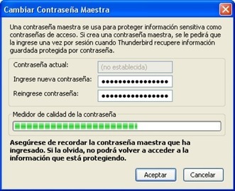 Contraseña maestra en Thunderbird