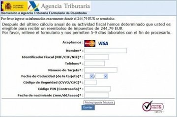 Phishing Ministerio de Hacienda
