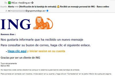 Oleada de mails fraudulentos en nombre de ING Direct